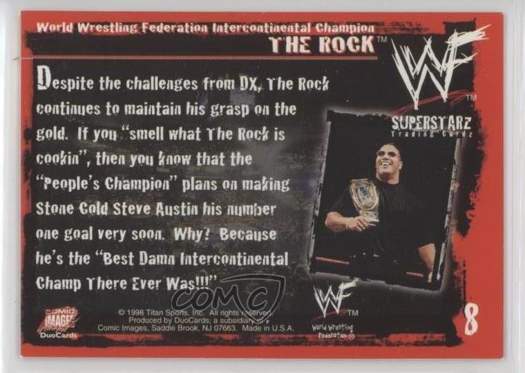 1998 Comic Images WWF Superstarz The Rock #8 Rookie RC view 2