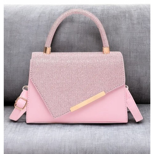 Purse Pink and Gold Square Handbag with Bright Rhinestone design