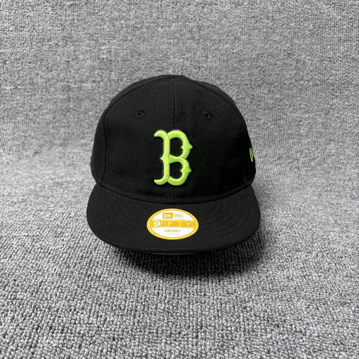 New Era 9FIFTY Boston Red Sox Infant Snapback Hat Black Lime Green B Logo Kids