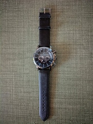 Daniel Hechter Paris Herren-Armbanduhr   Schwarz, Lederband, NEU & unaktiviert