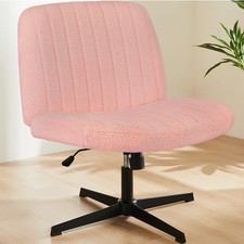 Criss Cross Chair Legged, Furry Armless Office Swivel Desk Chairs Teddy Pink
