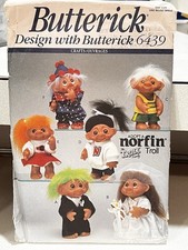 Vtg Norfin Troll Doll Clothes Butterick Pattern #6439 Bride Groom Clown Cheer