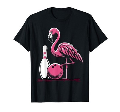 Funny Flamingo Bowling Pin Bowl Bowler T-Shirt