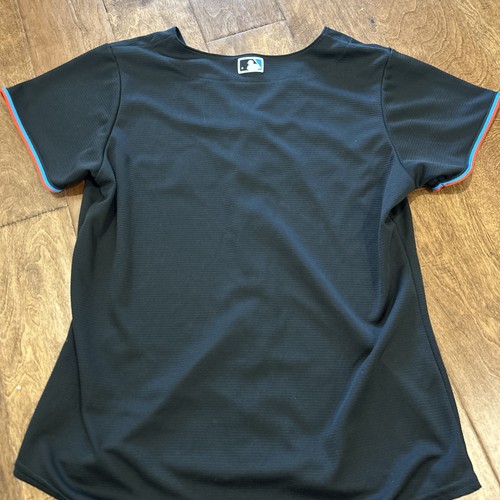 Women’s Miami Marlins Jersey Large Blue Orange Stripe Nike - Picture 6 of 6