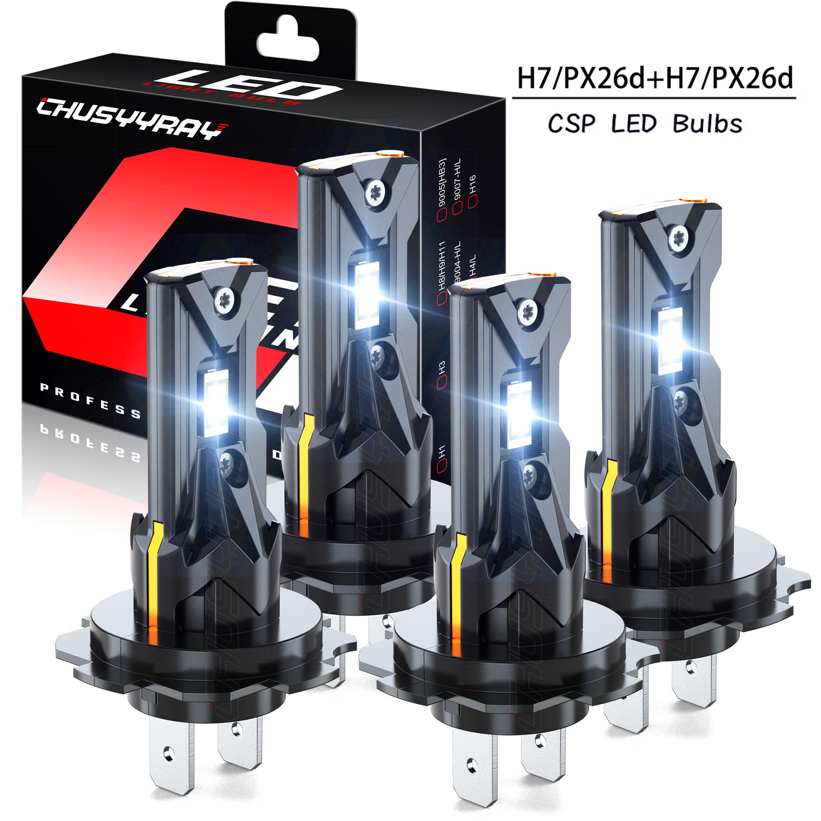 For Hyundai Tucson 2016-2018 H7 H7 LED Headlight Bulbs High & Low Beam 6500K Set