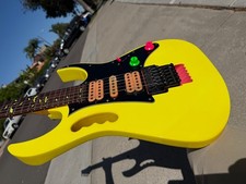 De colección 1990 Ibanez Steve Vai JEM777VDY incrustaciones de vid amarillo desierto con video