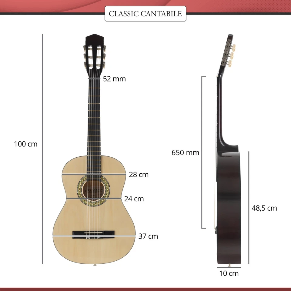 Guitare Acoustique Classique Bois Tilleul 6 Cordes Nylon Droitier Taille 4/4 - Photo 4/4