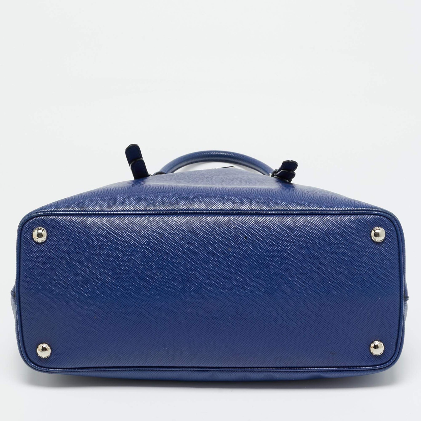 Prada Double Handle Medium Blue Saffiano Cuir Leather Tote thumbnail 6