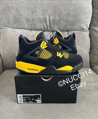 Size 5.5Y - Nike Air Jordan 4 Retro Thunder Yellow Black 2023 Receipt 408452-017