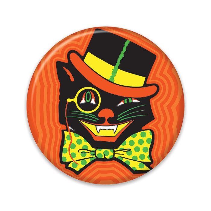Vintage Halloween Cat Button Decoration for Spooky Party Supplies  