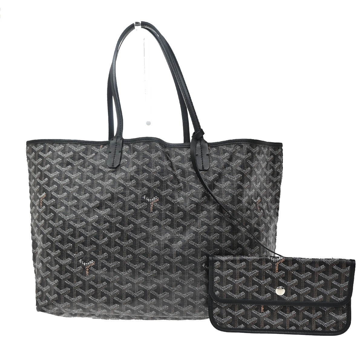 GOYARD Saint Louis PM Shoulder Tote Bag Coating Canvas Leather Black 628RF892