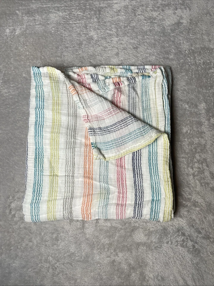 Nordstrom Petite Pehr Manta Bebé Rayas Arco Iris Muselina Envoltura Seguridad Lovey Foto 2 de 4