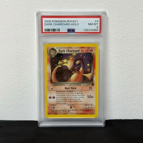 2000 Pokemon Rocket Dark Charizard Holo #4 PSA 8 SWIRL