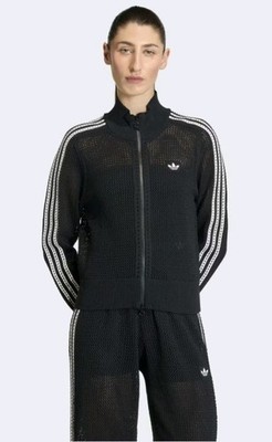 【タグ付き/新品/未使用】 adidas FIREBIRD TRACK TOP Adidas KNITTED CROCHET FIREBIRD TRACK TOP Jacket Black xs New Nwt