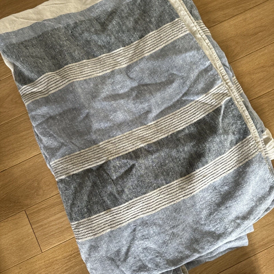 Hotel Collection 98% Linen Stripe King Duvet Cover. - Image 3 of 4