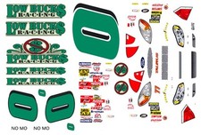  0 Low Bucks Racing Ford or Chevy 1/32nd Scale Slot Car Waterslide Decals