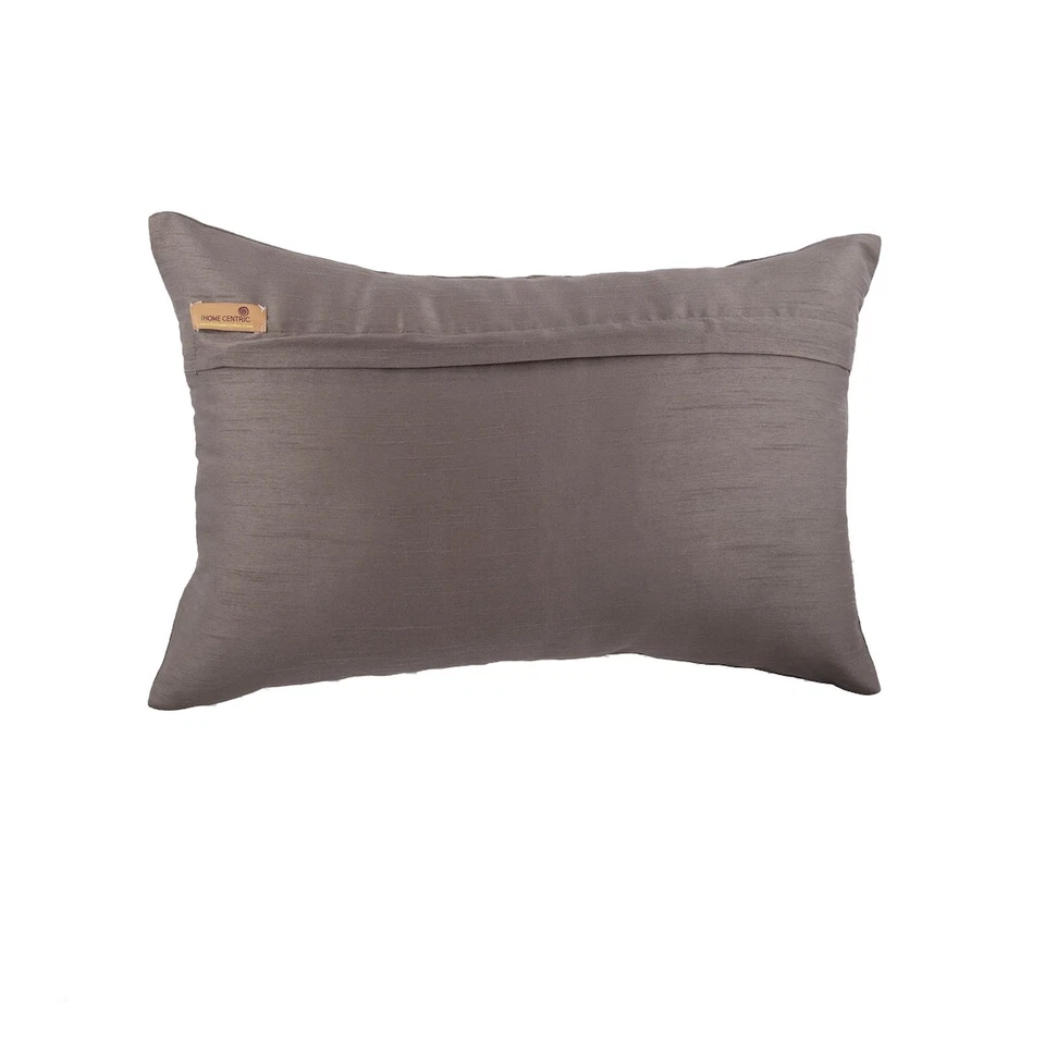 Funda de Almohada Lumbar Gris 12 x 16 Pulgadas, Rectangular Seda Moderna - Crystal Delight Foto 4 de 4