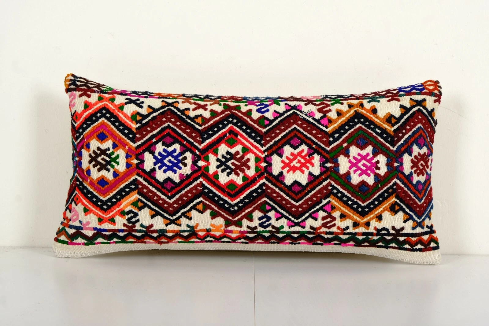 Vintage Unusual Style Turkish Cicim Kilim Pillow With Original Detail