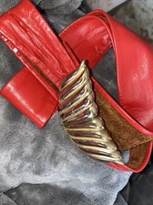 Red Leather Gold Buckle Vintage