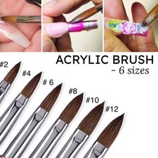 Acrylic Nail Brush Kolinsky Sable Hair 6 Sizes Monomer Powder 2 4 6 8 10 12