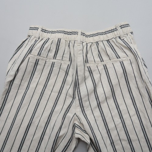 H&M Womens Linen Blend Pants Size 8 Stripe High Rise Casual 30" Inseam - Picture 10 of 13