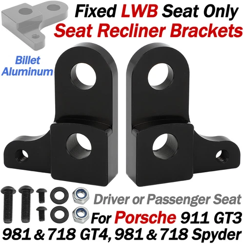 For Porsche 918 Seat Recliner Brackets 911 GT3, GT4, Spyder 981 & 718 Fixed LWB