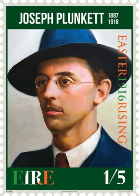 JOSEPH PLUNKETT - OSTERN 1916 AUFSTIEG - A3 PLAKAT BRIEFMARKEN DESIGN