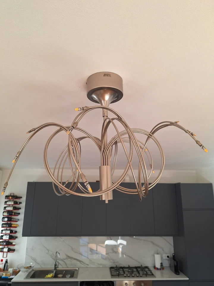 Lampadario Metalspot Elettra Art.55001 Design  Rame Nichelato - Immagine 3 di 4