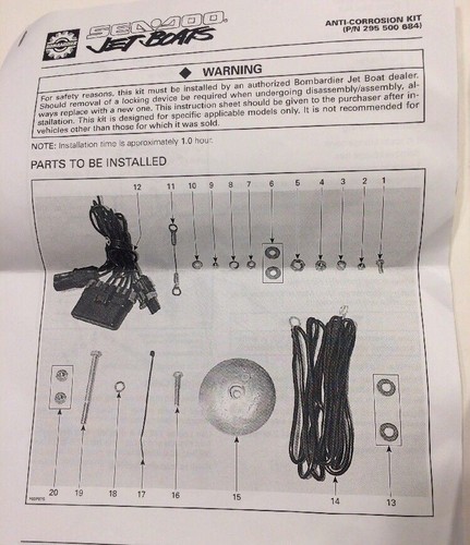 New Seadoo Jet Boats Anti-Corrosion Wiring Kit Sacrificial Anodes 295500684 OEM - Picture 3 of 12