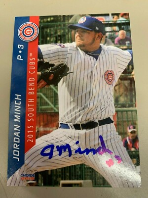 Jordan Minch 2015 South Bend Cubs Signed Team Card