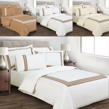 Image of Luxury Hotel Quality Egyptian 100% Cotton Duvet Cover White Cream 330 TC