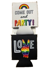 NWT Lot 2 LGBTQ PRIDE FLAG BEER SODA CAN COOLER COOZIE COOLIE KOOZIE HUGGIE