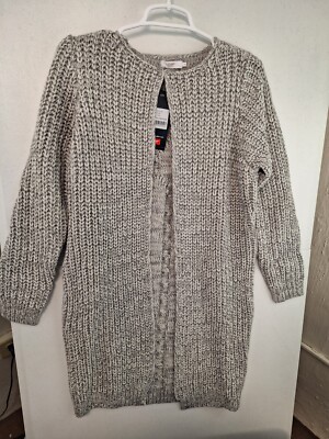 Cotton Traders Women's sz Gray Marl Long Line Coatigan Sweater