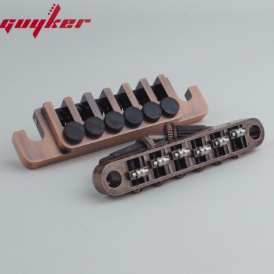 Guyker Tune-O-Matic Roller Saddle Guitar Bridge +Vintage Tailpiece Bronze Color