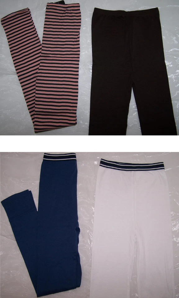 2 Mädchen Leggings weiß blau braun gestreift 164 170 176 182 Ski Unterwäsche C&A