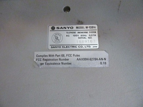 Sanyo M-139N Telephone Answering System (Rare) - Picture 9 of 11