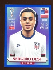 2022 Fifa World Cup Panini Sticker Blue Parallel SERGINO DEST USA UNITED STATES
