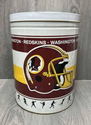 Vintage Washington Redskins Football Popcorn Tin Trash Can w/ Lid