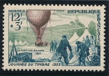 TIMBRE FRANCE 1018** Ballon Monté Journée du Timbre  1955