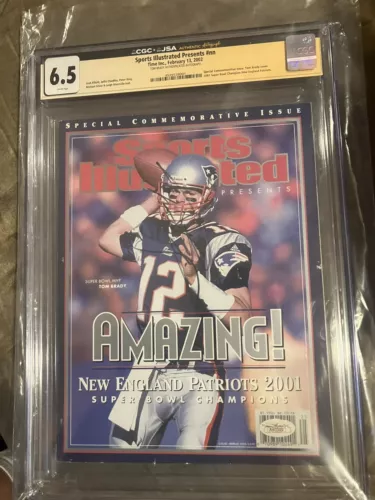 2002 Sports Illustrated Tom Brady 1st Rc Cover CGC JSA Auto 6.5 1st Auto Graded