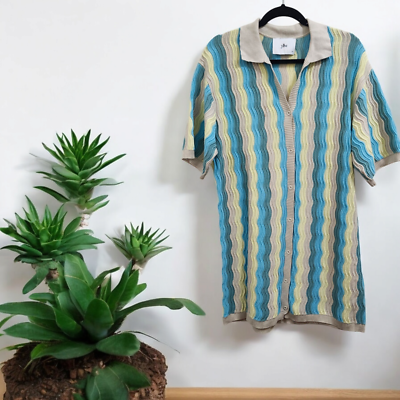 Yellow The Label Felix Knit Short Sleeved Shirt Dress Tropic S/M | eBay