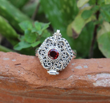 Silver Plated Rings For Women  Girl With Natural Garnet Gemstone P155