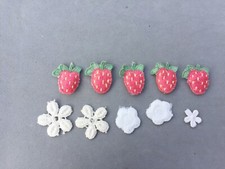 Vtg Lace Applique Trim Sewing Crafts Puffy Embroidered Strawberry Lot 5  Flower