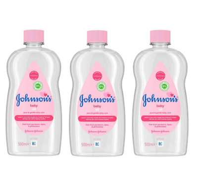 PACKUNG MIT 3 Johnsons Babyöl Sanfte Tägliche Pflege 500ml
