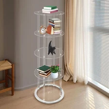 5-tier Rotatable Bookshelf 20kg/44.09lbs Acrylic Rotatable Bookcase 40*140cm