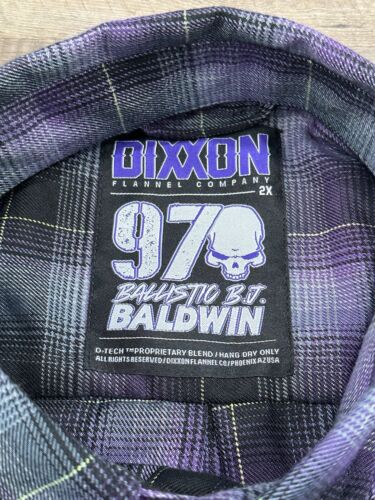 Camisa Dixxon Flannel Company 97 Ballistic BJ Baldwin Para Hombres Abotonada Púrpura 2XL - Imagen 2 de 5