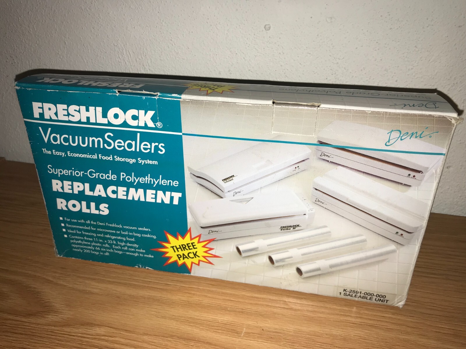 NEW OPEN BOX, 3 PACK DENI FRESHLOCK VACUUM SEALER REPLACEMENT ROLLS