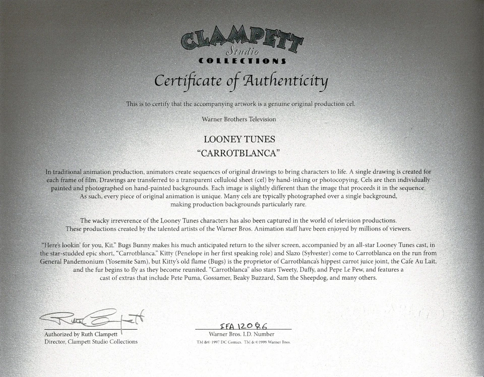 Bugs Bunny Carrotblanca Looney Tunes Animation Cel Warner Brothers 1995 - Image 3 of 3