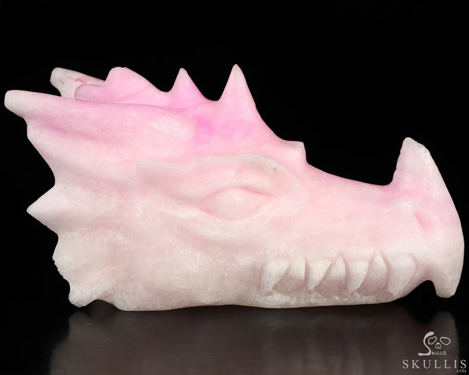 Escultura de calavera cabeza de dragón de cristal tallada a mano aragonita rosa de 5,8", curación Foto 4 de 4