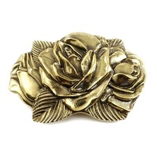 Belt buckle Rose American Beauty, Handmade brass flower women accessories,
